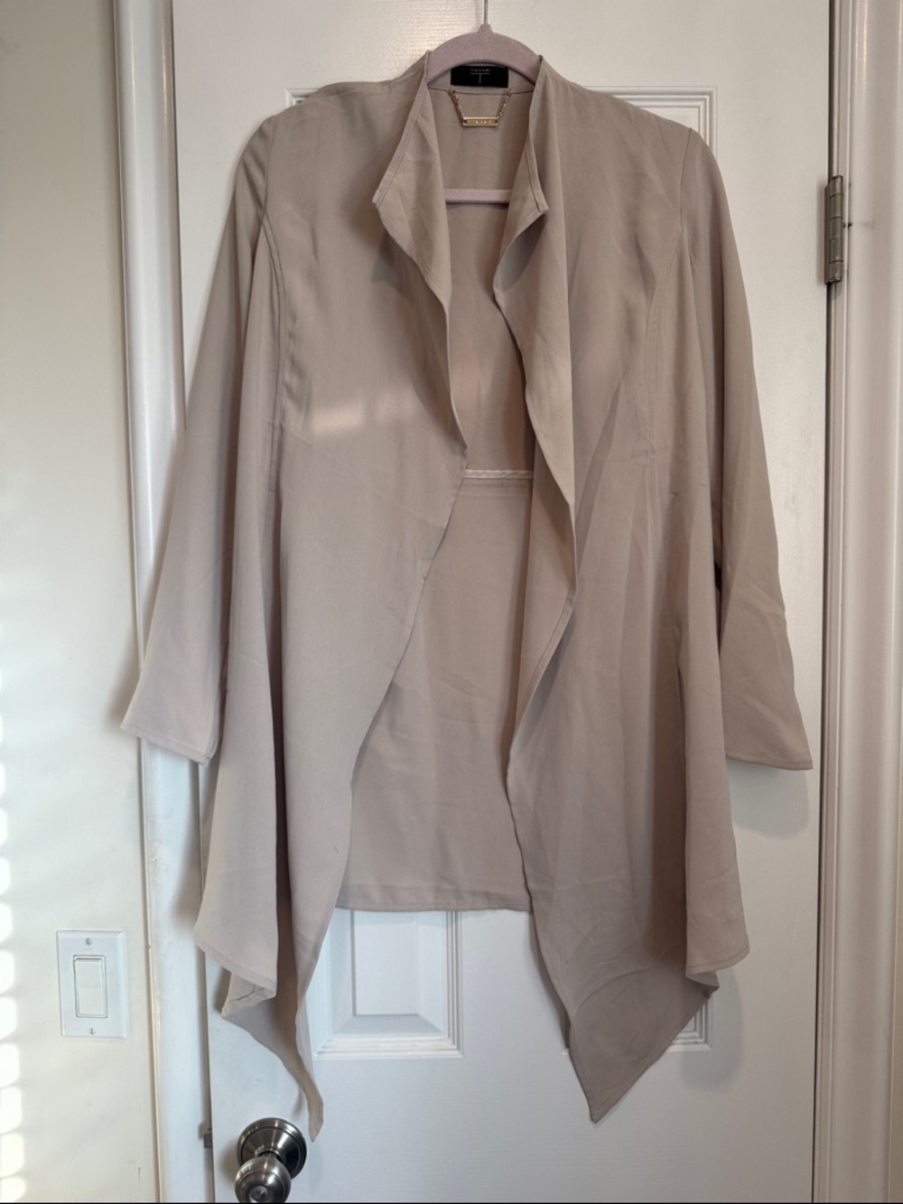 Light Taupe Draped Open-Front Women's Jacket
